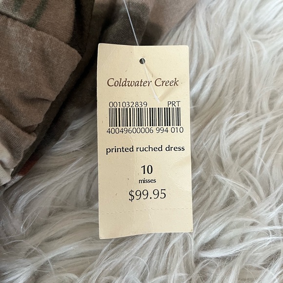 {Coldwater Creek} Printed Ruched Midi Dress in Watercolor Print - Size 10 - NWT - Picture 9 of 9